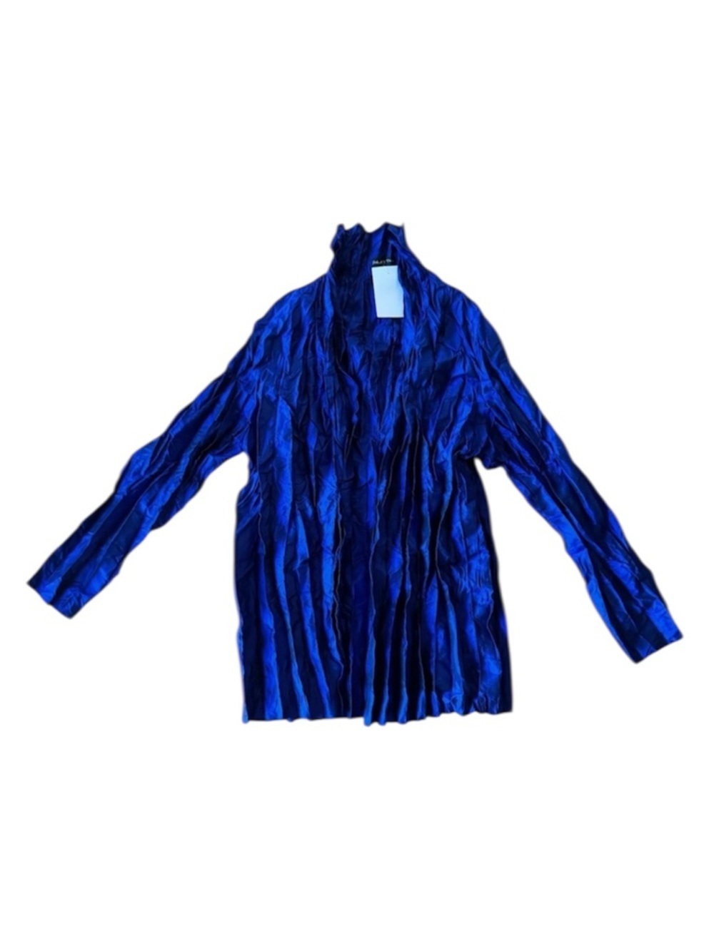 NWT Richard K Tsao Crinkle Cardigan Top Open Blue One Size Long Sleeve